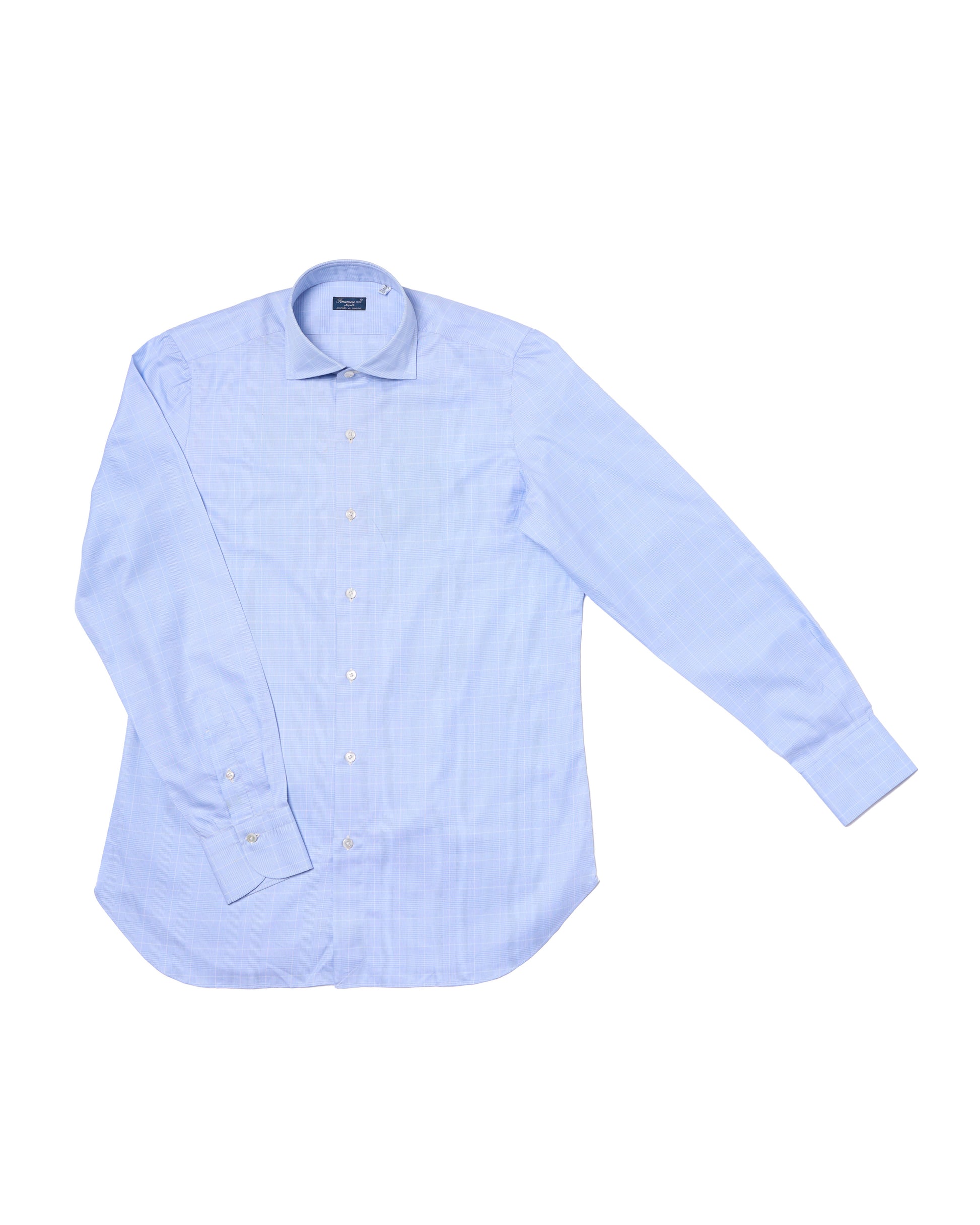 Shirt Spread collar - Blue window pane popplin - Cotton