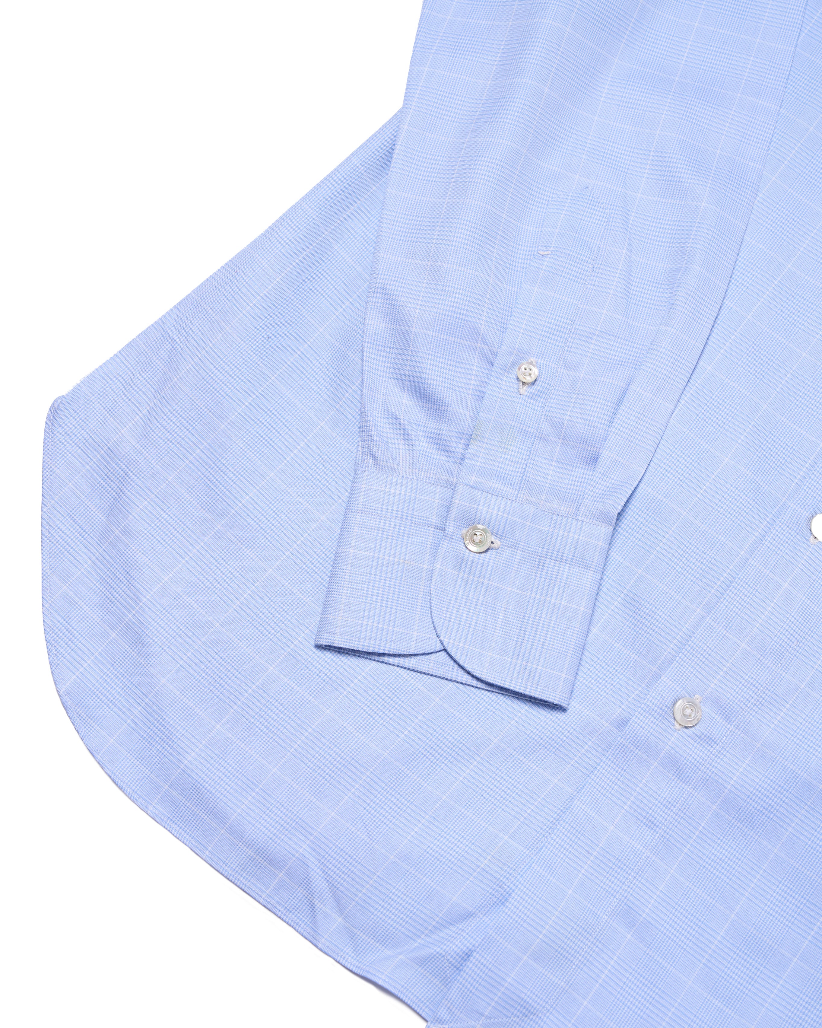 Shirt Spread collar - Blue window pane popplin - Cotton