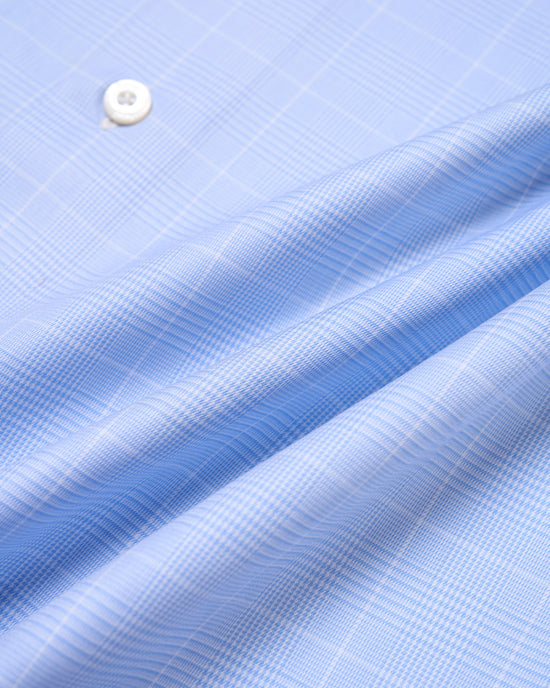 Shirt Spread collar - Blue window pane popplin - Cotton