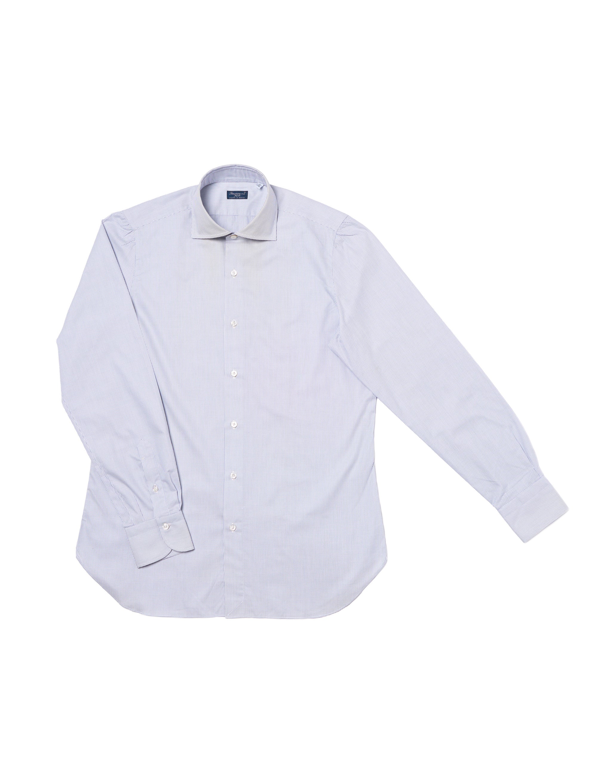 Shirt Spread collar - White with black dots poplin - Cotton