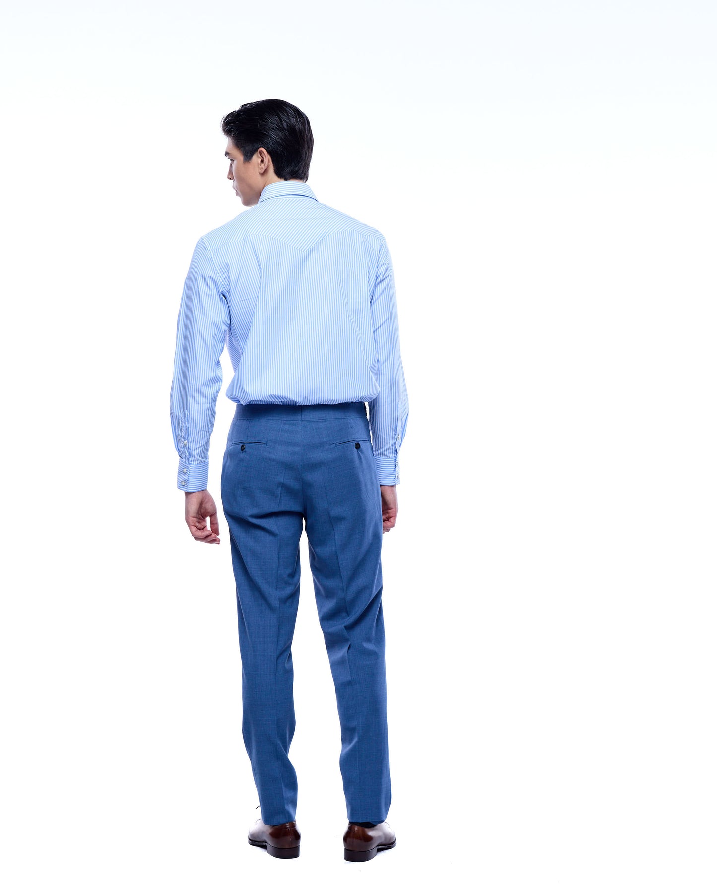 High twist wool trousers - Single pleat trousers - Light blue