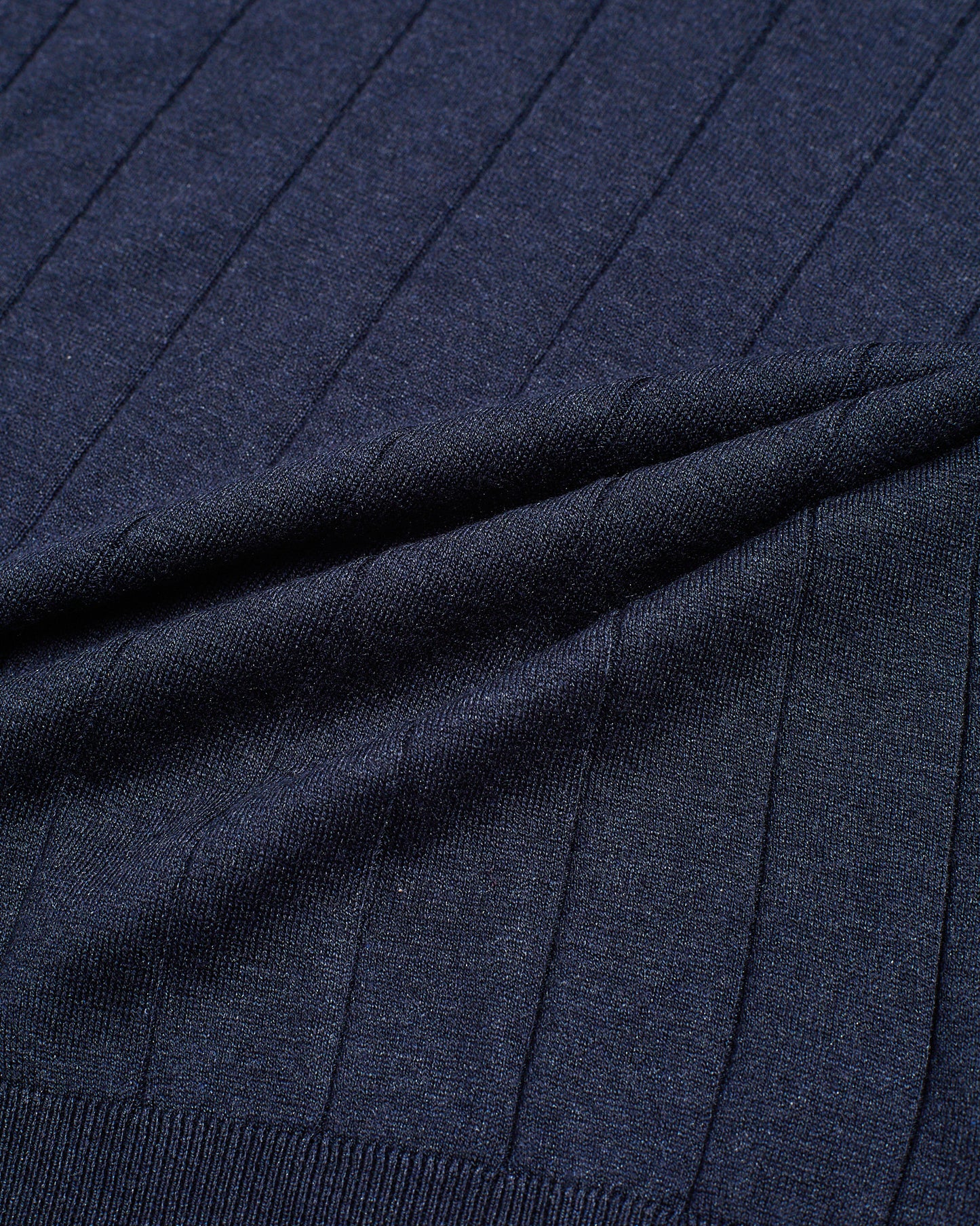 Knitted ribbed silk polo - Navy blue and Brown