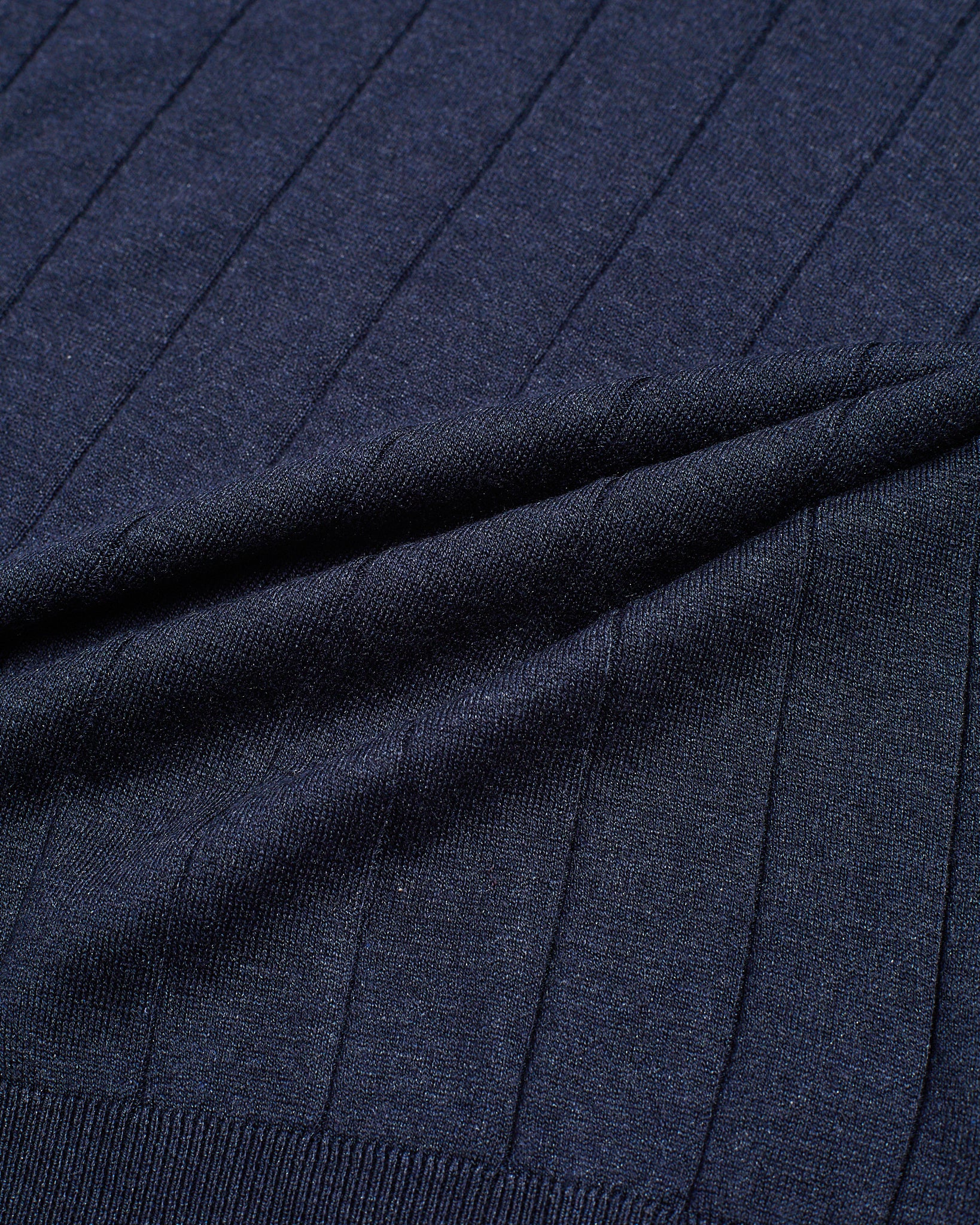 Knitted ribbed silk polo - Navy blue and Brown