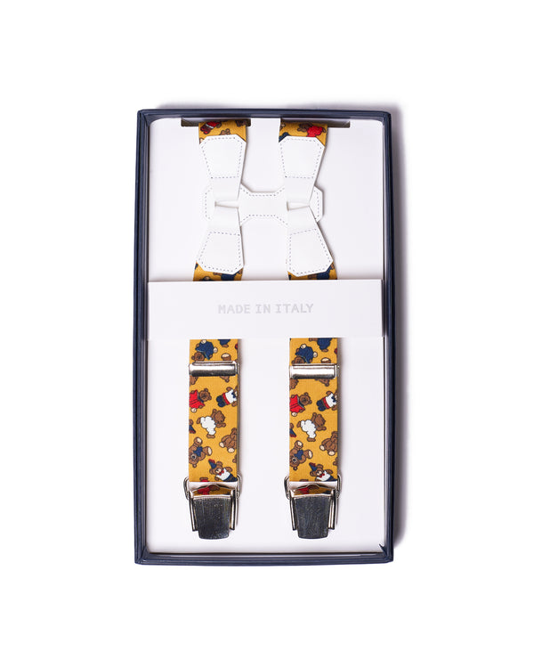 Suspender - Clip - Yellow Teddy with white leather