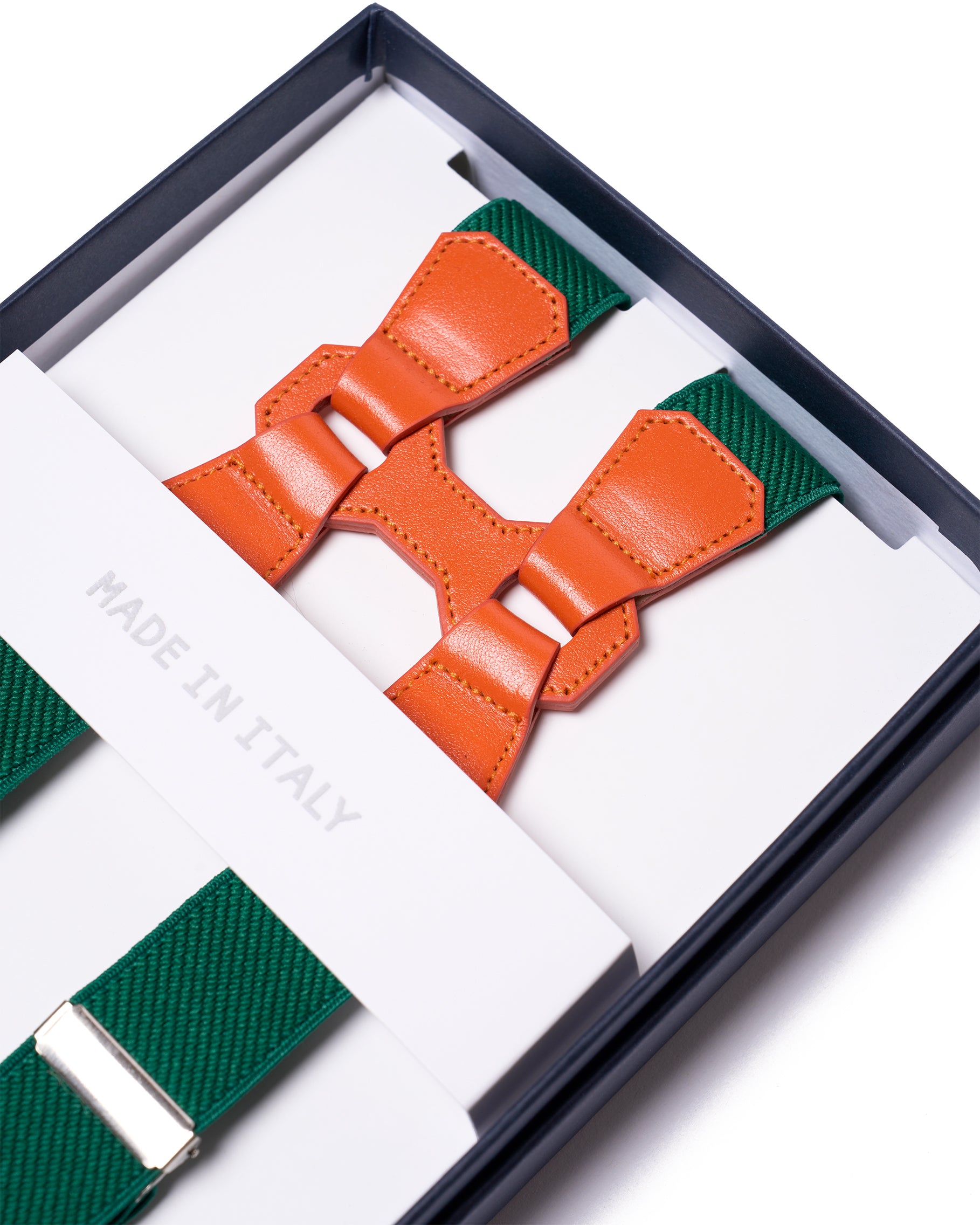 Braces - Clip - Green and orange leather