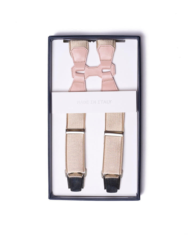 Braces - Clip - offwhite with pink leather