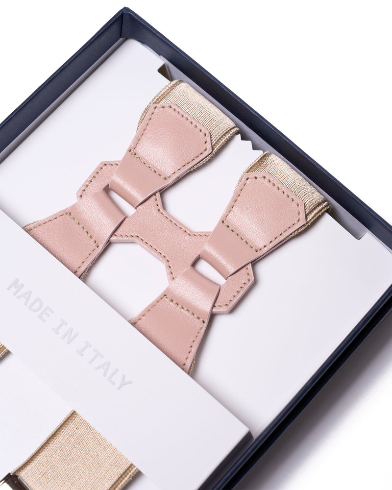 Braces - Clip - offwhite with pink leather