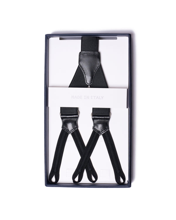 Suspender - Elastic - Black with black leather