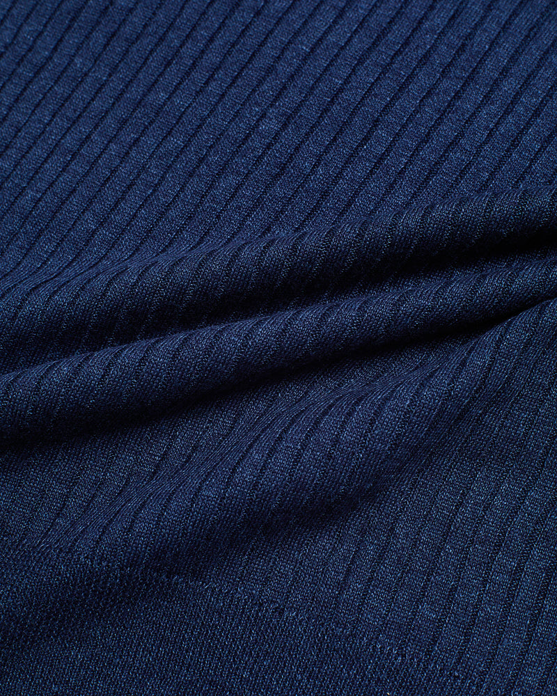 Knitted ribbed linen and cotton - Blue