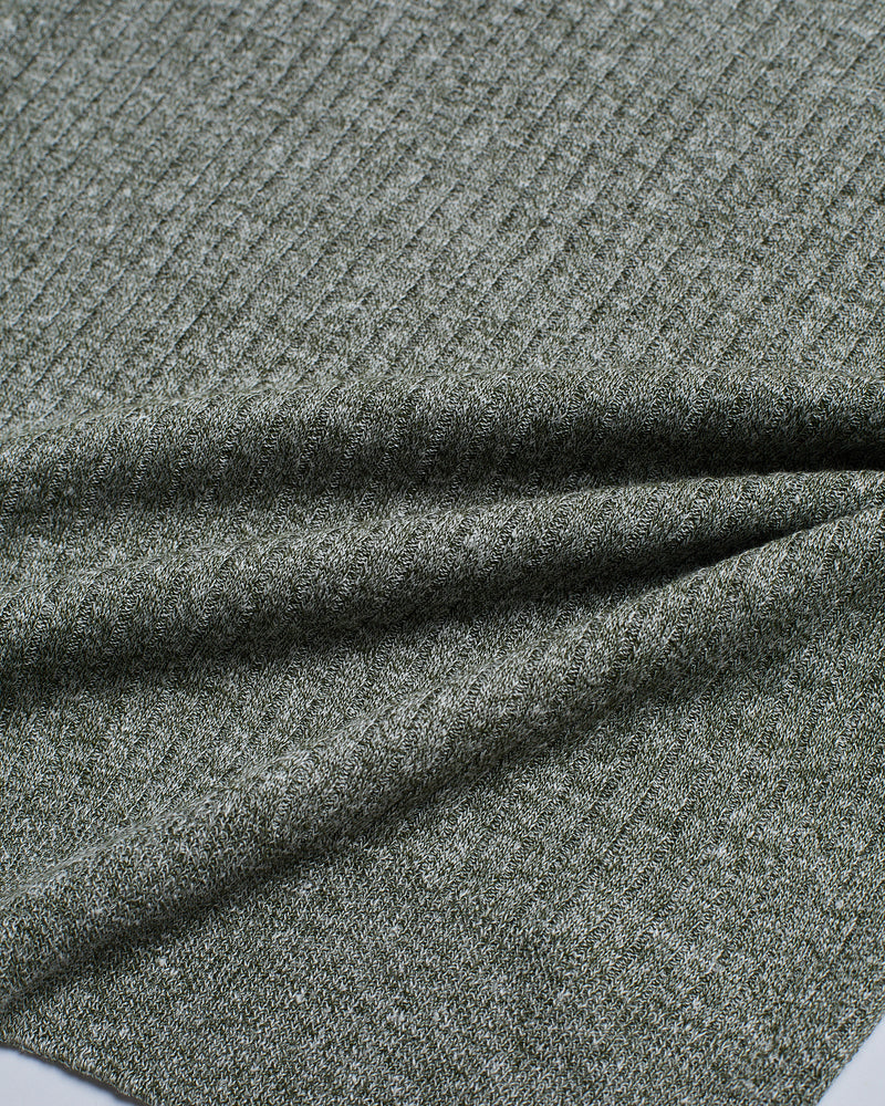 Knitted ribbed linen and cotton - Forest green