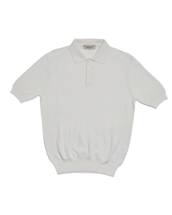 Knitted wave cotton polo - White