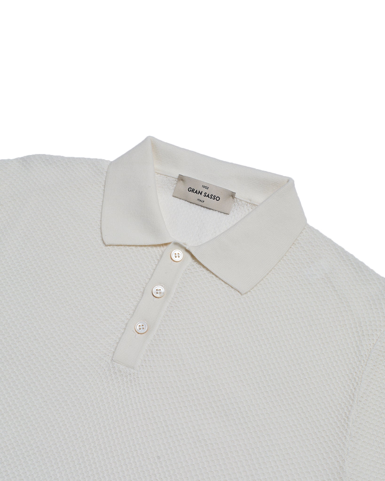 Knitted wave cotton polo - White