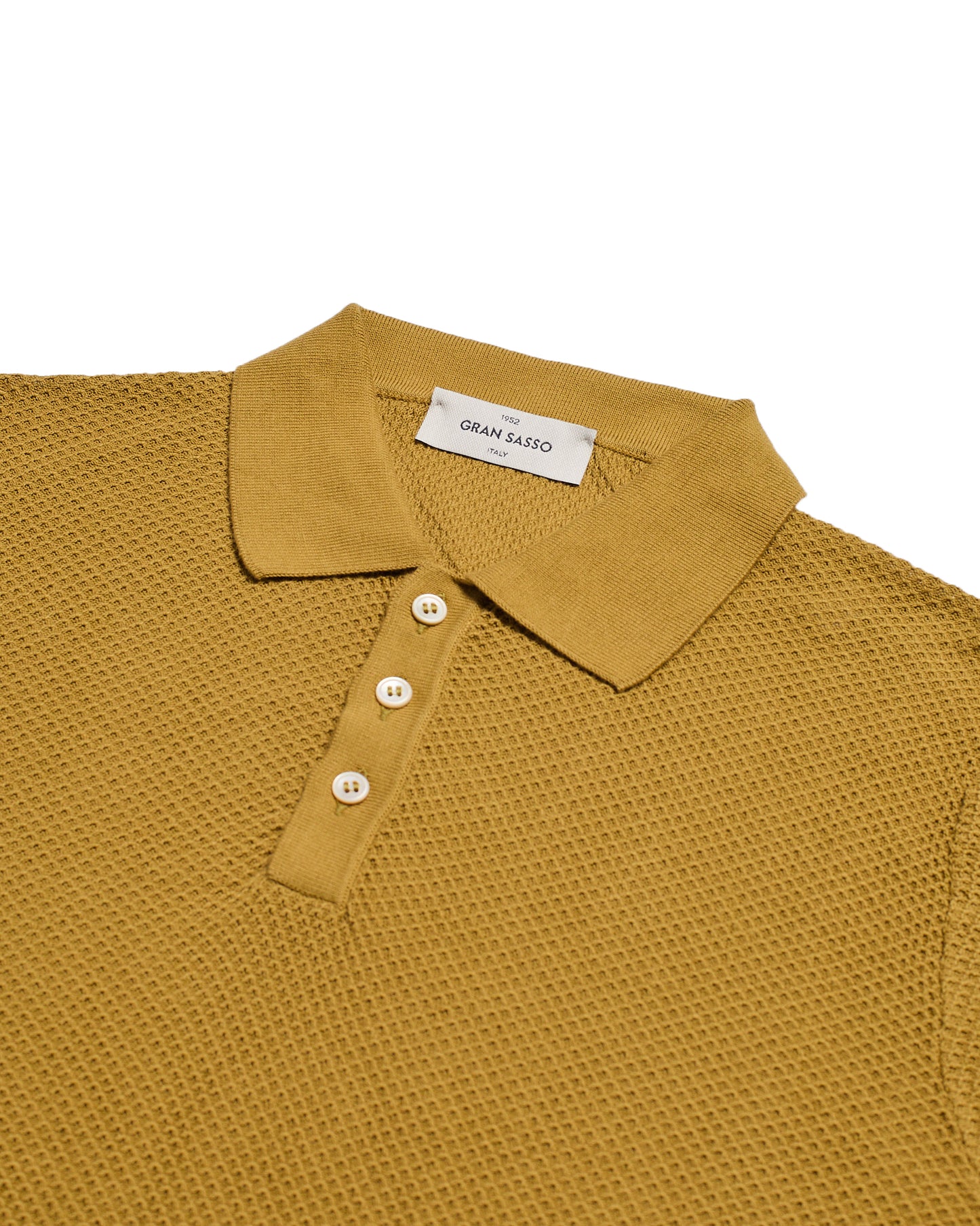 Knitted wave cotton polo - Olive green