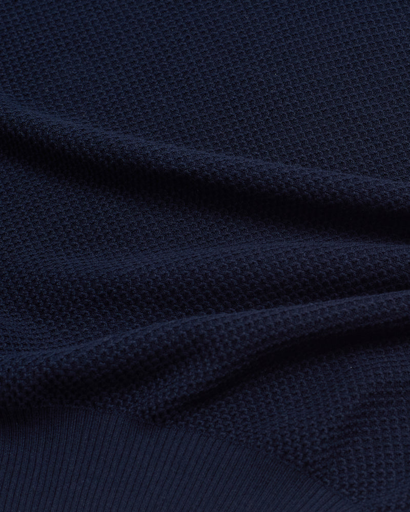 Knitted wave cotton polo - Navy blue