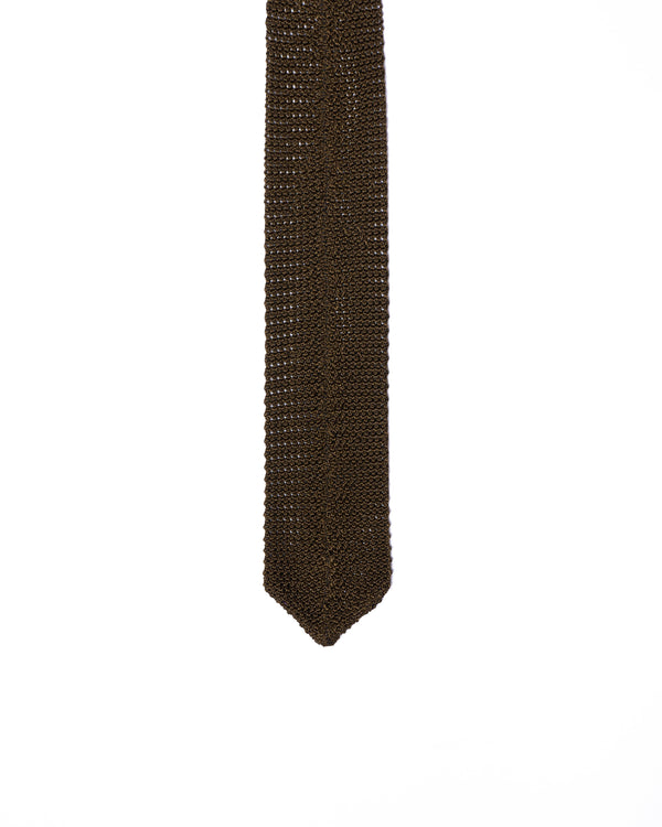 Tie - Knitted silk - Dark olive