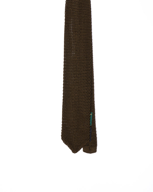 Tie - Knitted silk - Dark olive