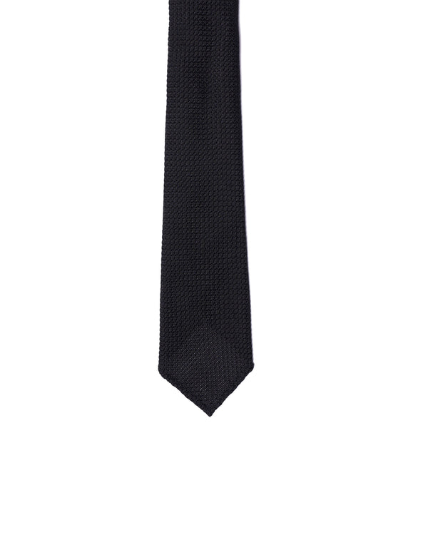 Grenadine tie - 7 Fold - Black large weave