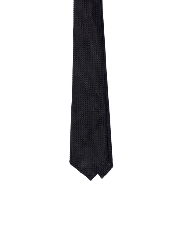 Grenadine tie - 7 Fold - Black large weave