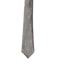 Jacquard tie - 7 Fold - Pink gingham with turquoise blue