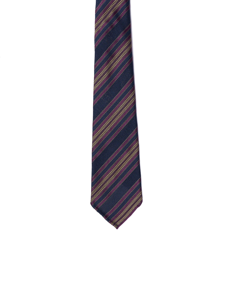 Grenadine tie - 7 Fold - Purple stripe with navy blue