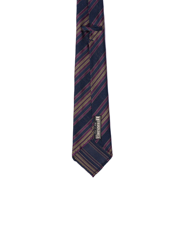 Grenadine tie - 7 Fold - Purple stripe with navy blue