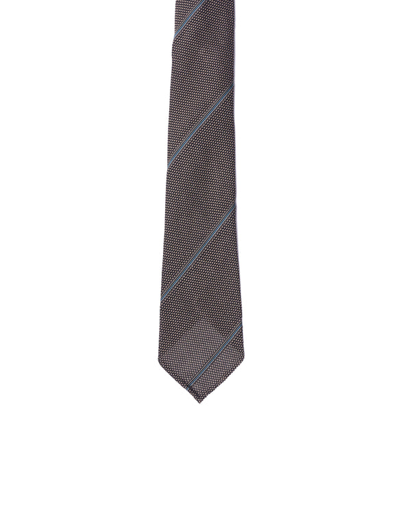 Grenadine tie - 7 Fold - Blue stripe with silver