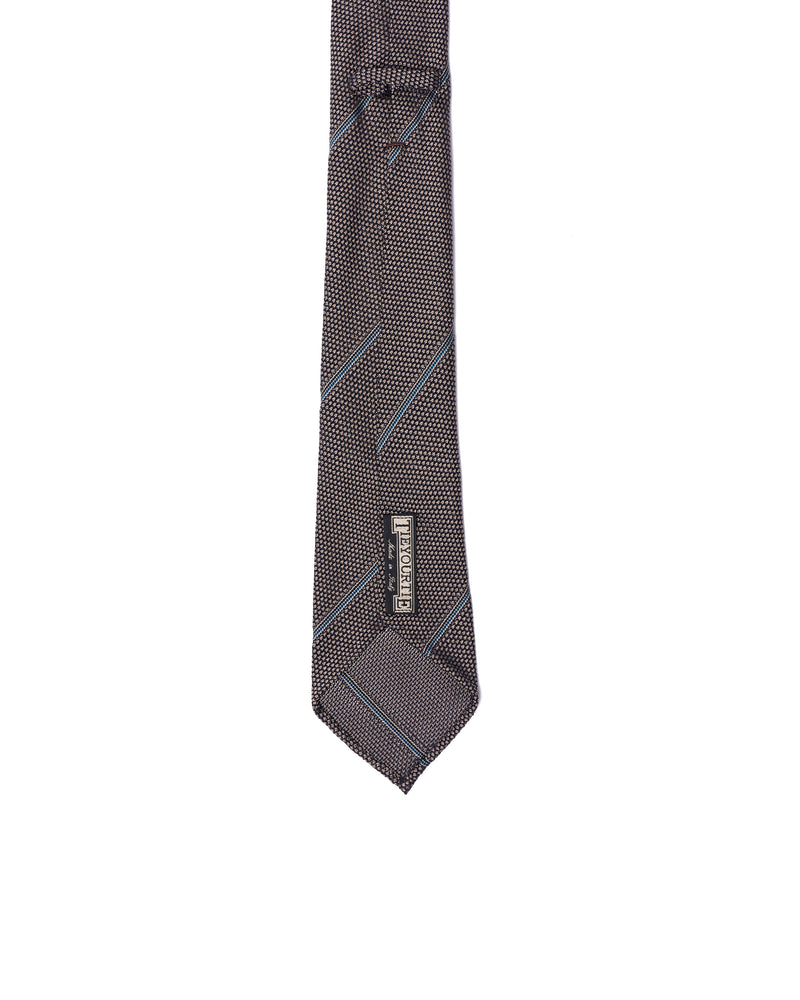 Grenadine tie - 7 Fold - Blue stripe with silver