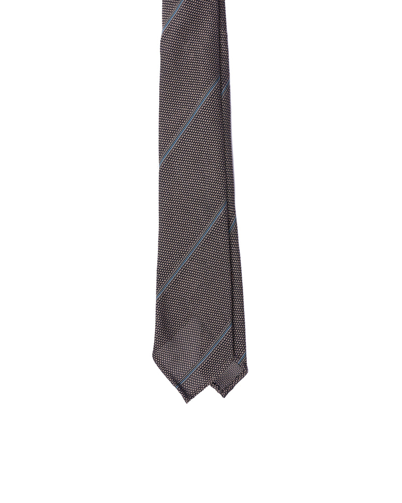 Grenadine tie - 7 Fold - Blue stripe with silver