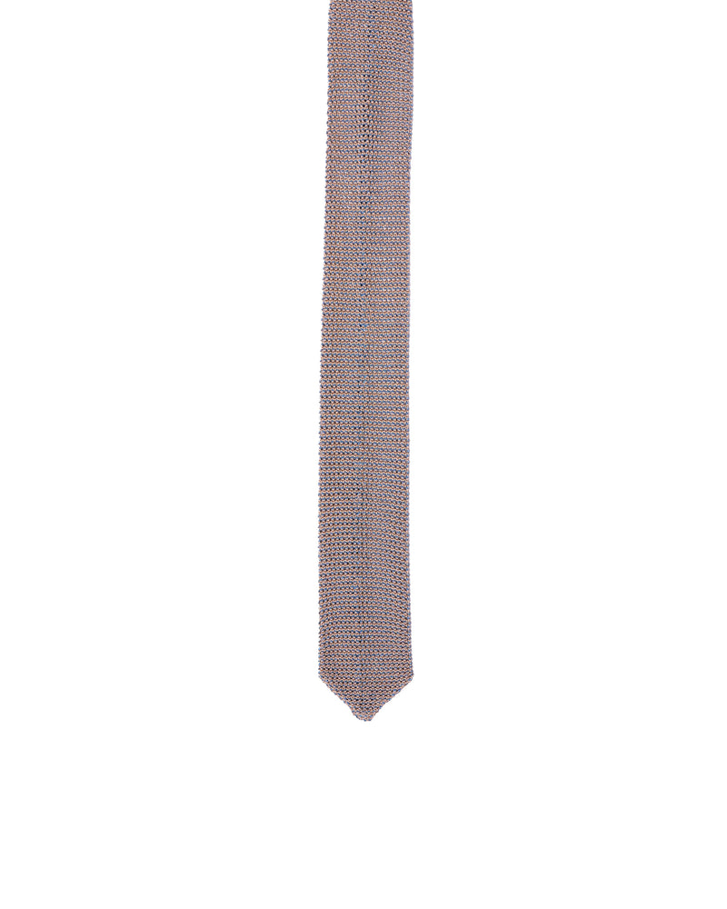 Knitted tie - Cream with Azzuro blue