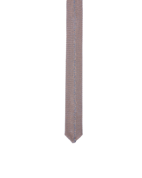 Knitted tie - Cream with Azzuro blue