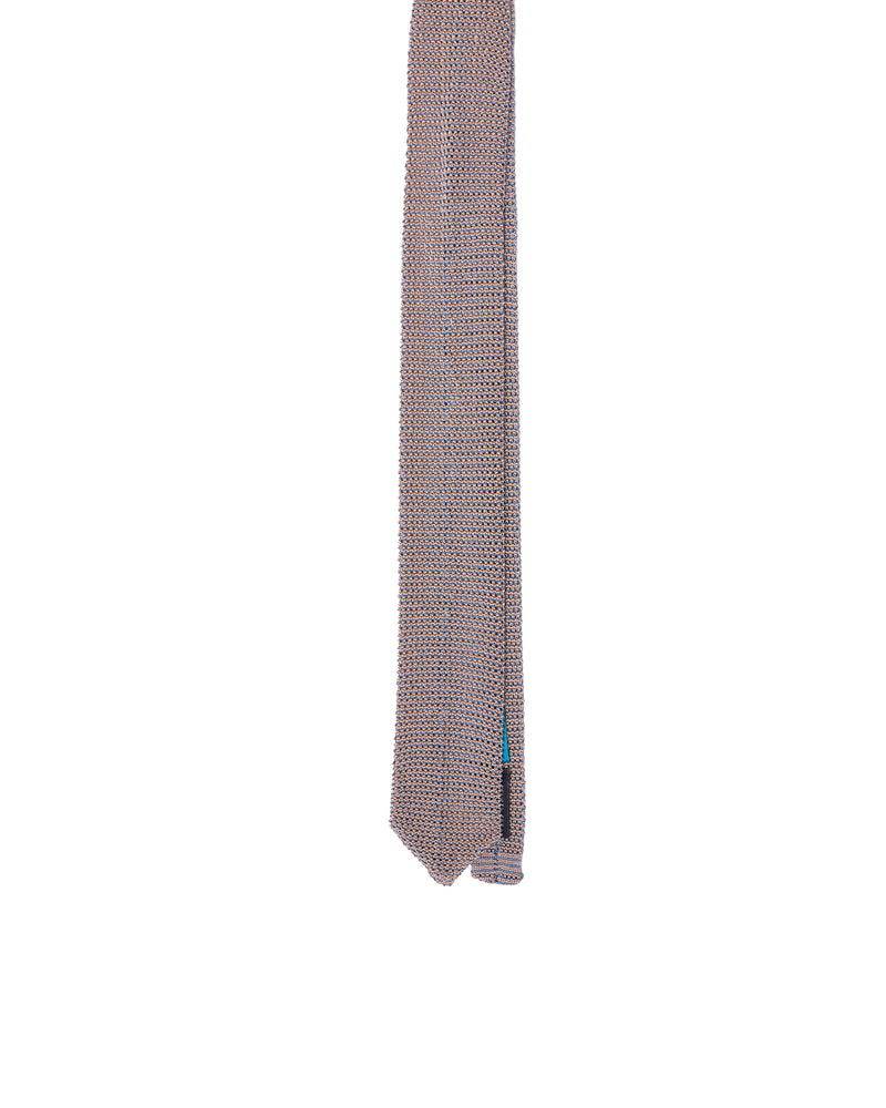 Knitted tie - Cream with Azzuro blue