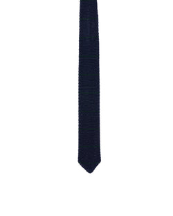 Knitted tie - Navy blue with green stripe