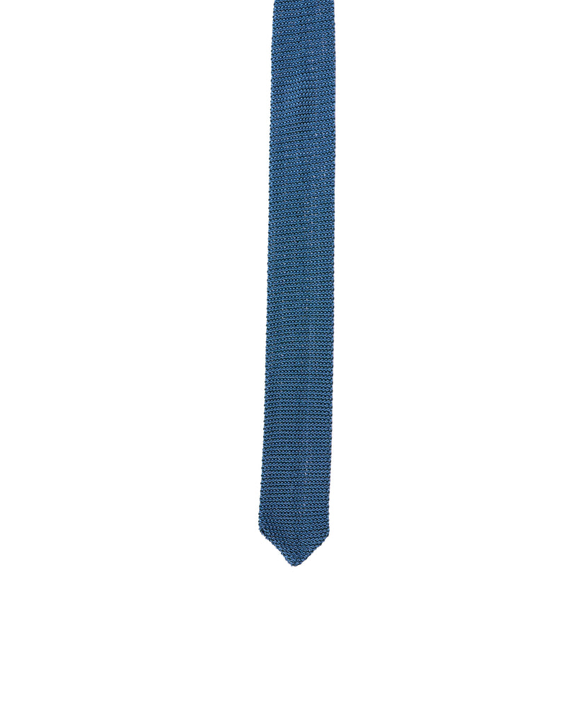 Knitted tie - Azzuro blue with black