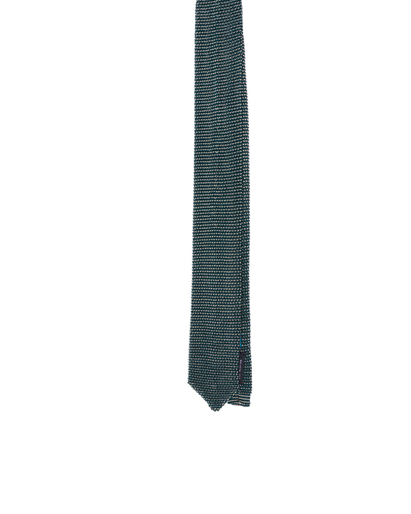 Knitted tie - Green with cream