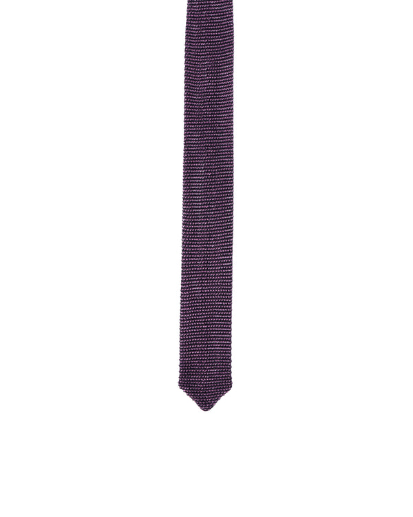 Knitted tie - Black with white stripe