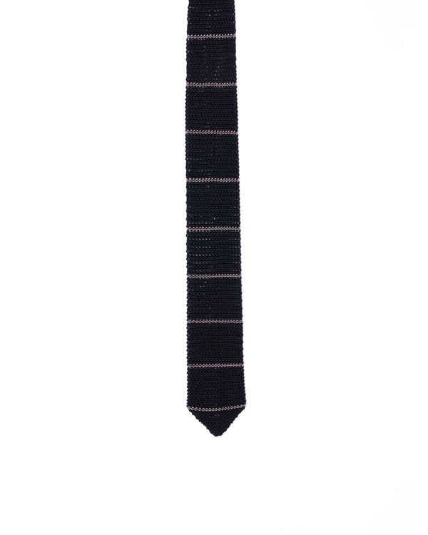 Knitted tie - Black with pink