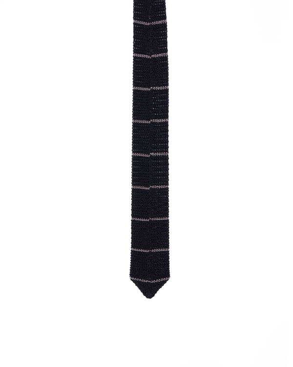 Knitted tie - Black with pink