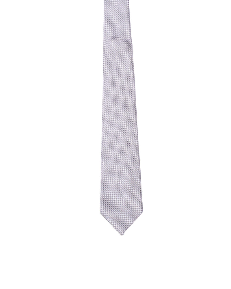 Tie - 3 Fold - Grenadine silk - Silver small grain