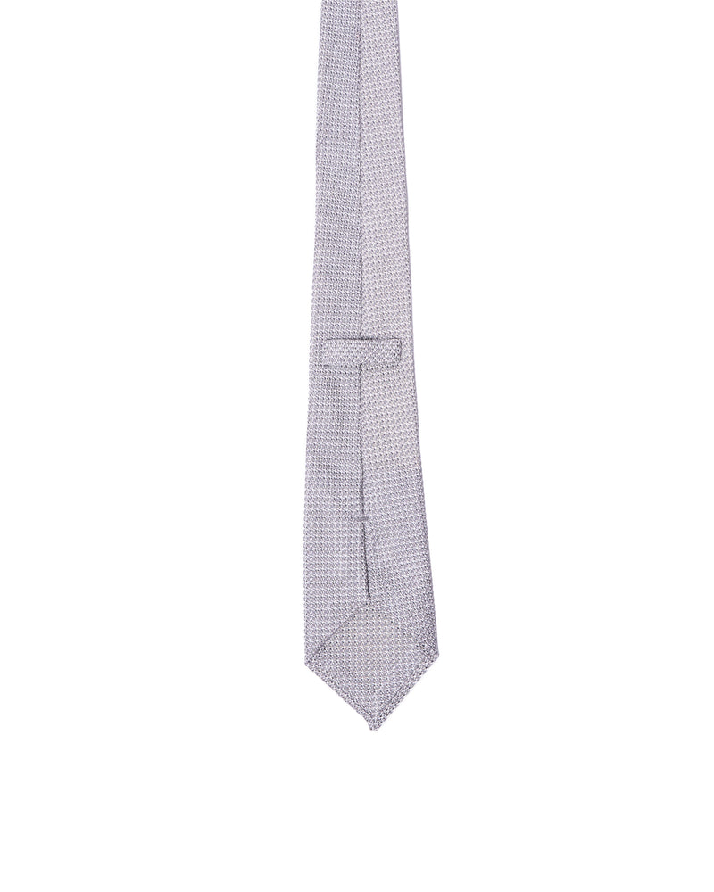 Tie - 3 Fold - Grenadine silk - Silver small grain