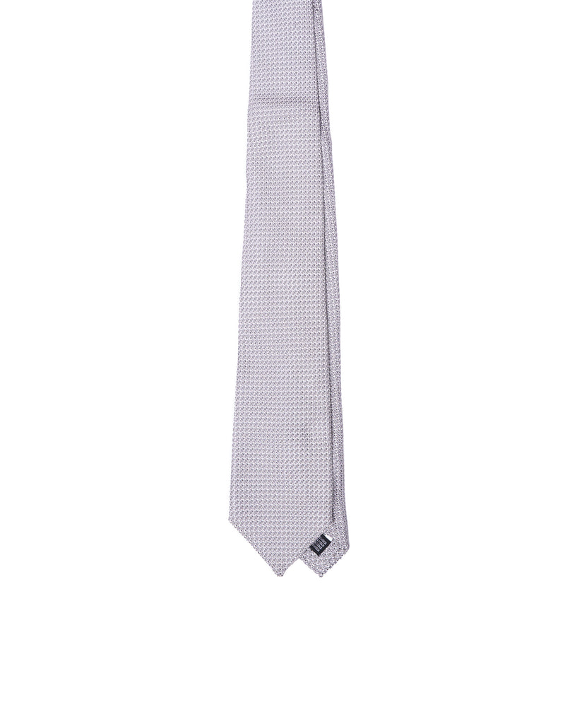 Tie - 3 Fold - Grenadine silk - Silver small grain