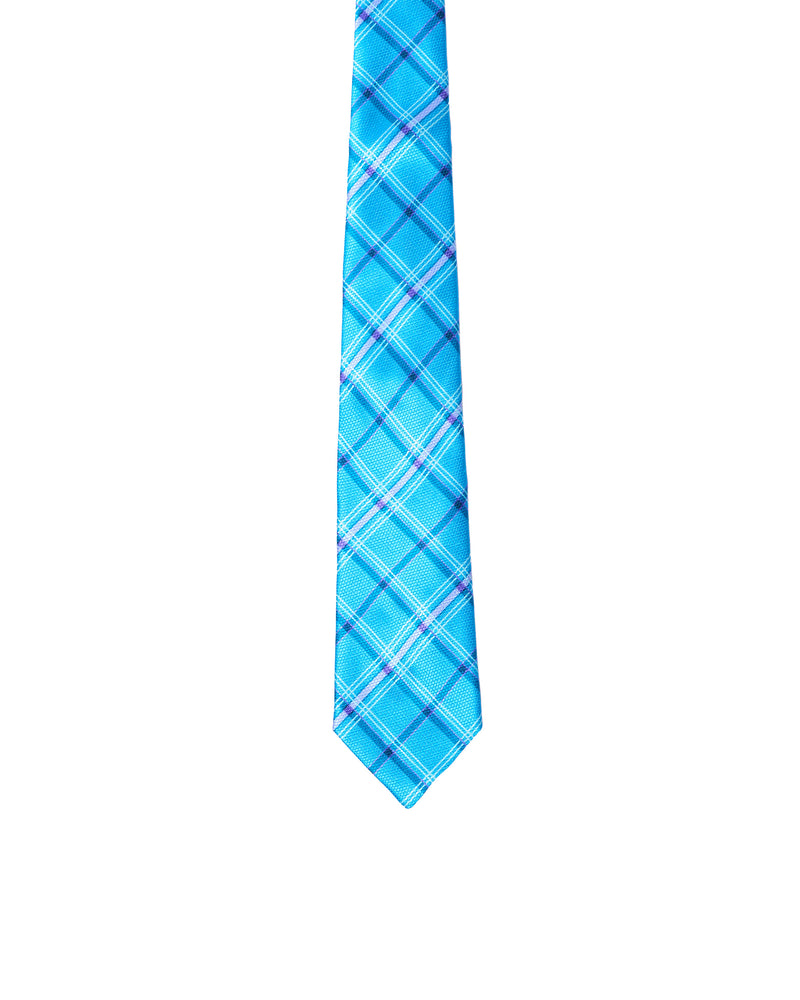 Tie - 3 Fold - Grenadine silk - Light blue with window