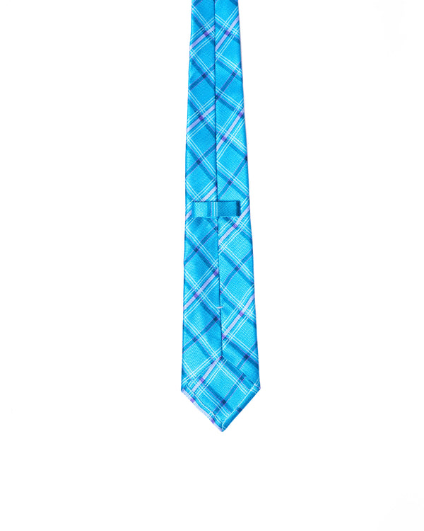 Tie - 3 Fold - Grenadine silk - Light blue with window