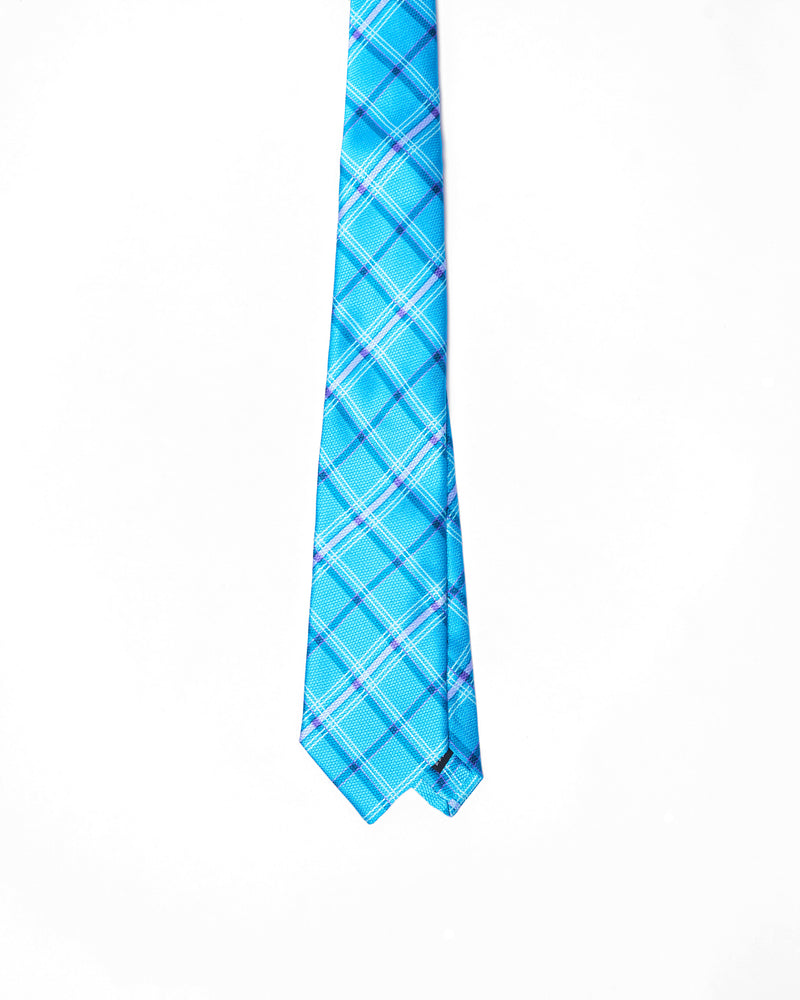 Tie - 3 Fold - Grenadine silk - Light blue with window