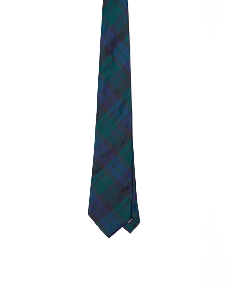 Tie - 3 Fold - Printed silk - Green, black and blue gradient