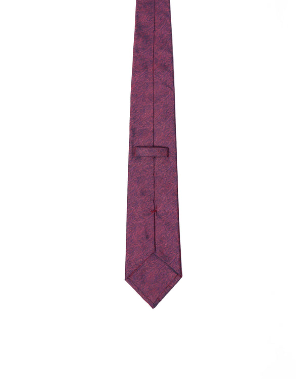 Tie - 3 Fold - Jacquard silk - Wave red and navy