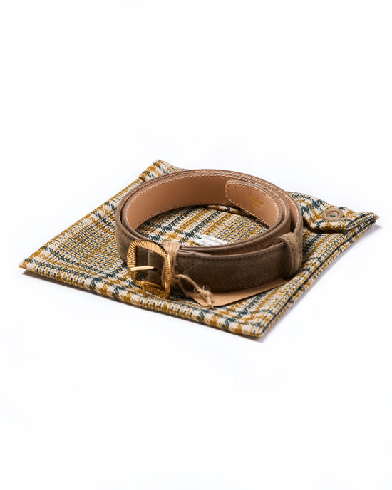 Belt - Sand Suede - Gold buckle