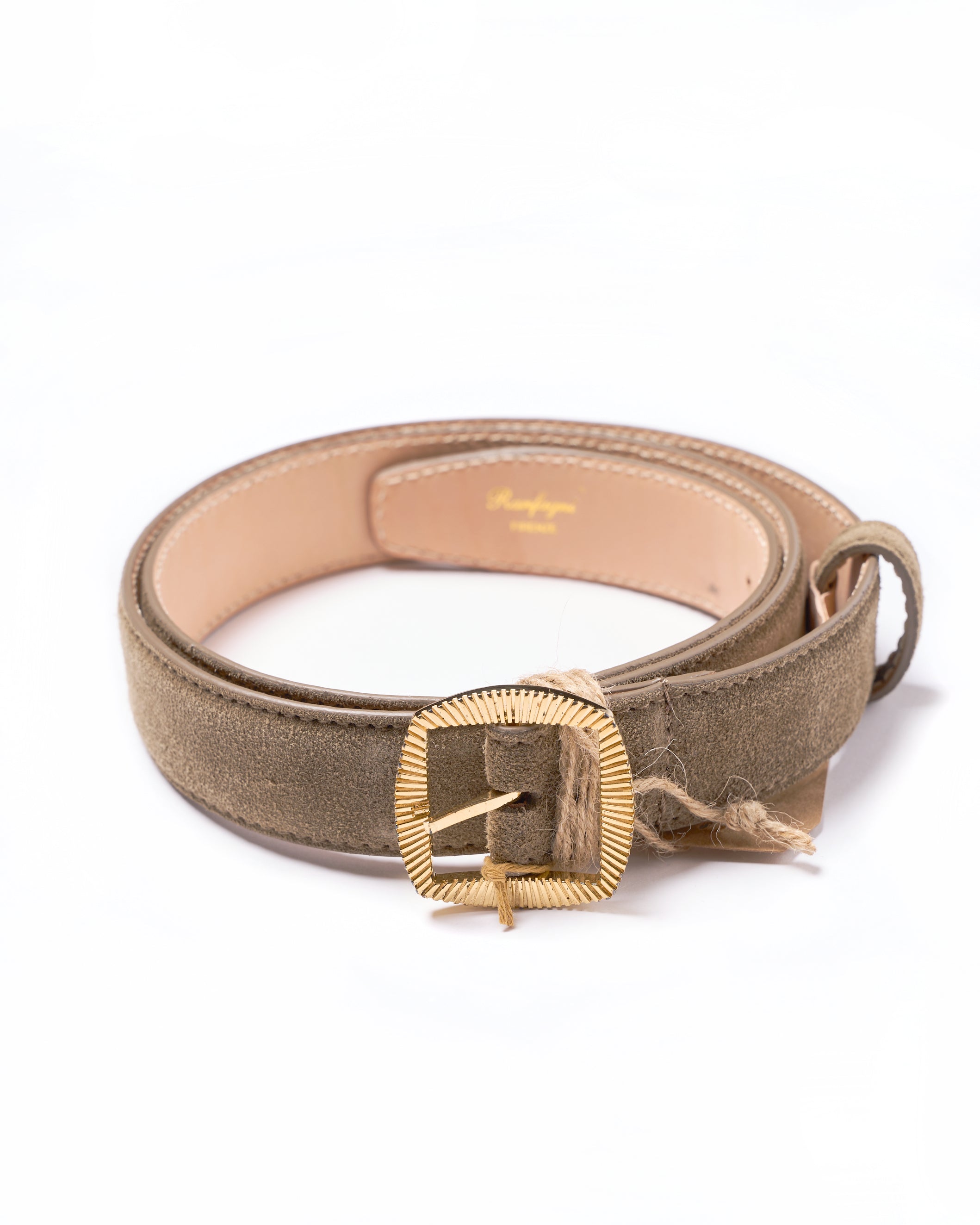 Belt - Sand Suede - Gold buckle