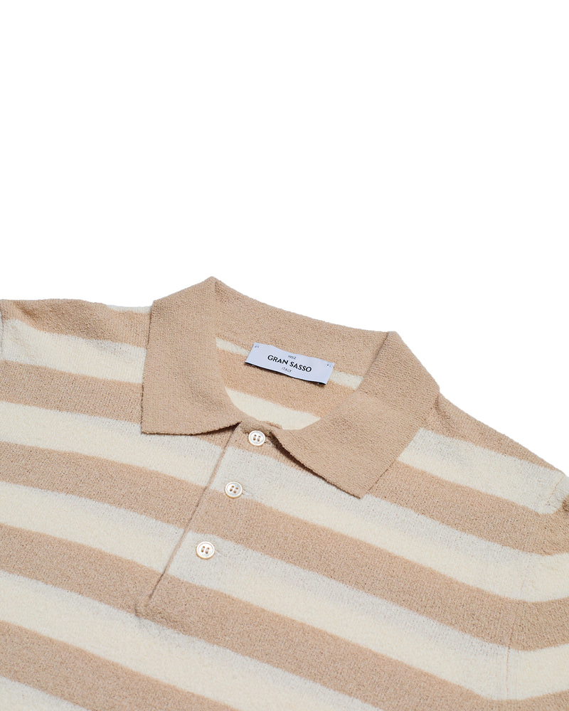 Terry cloth polo - Light brown stripe