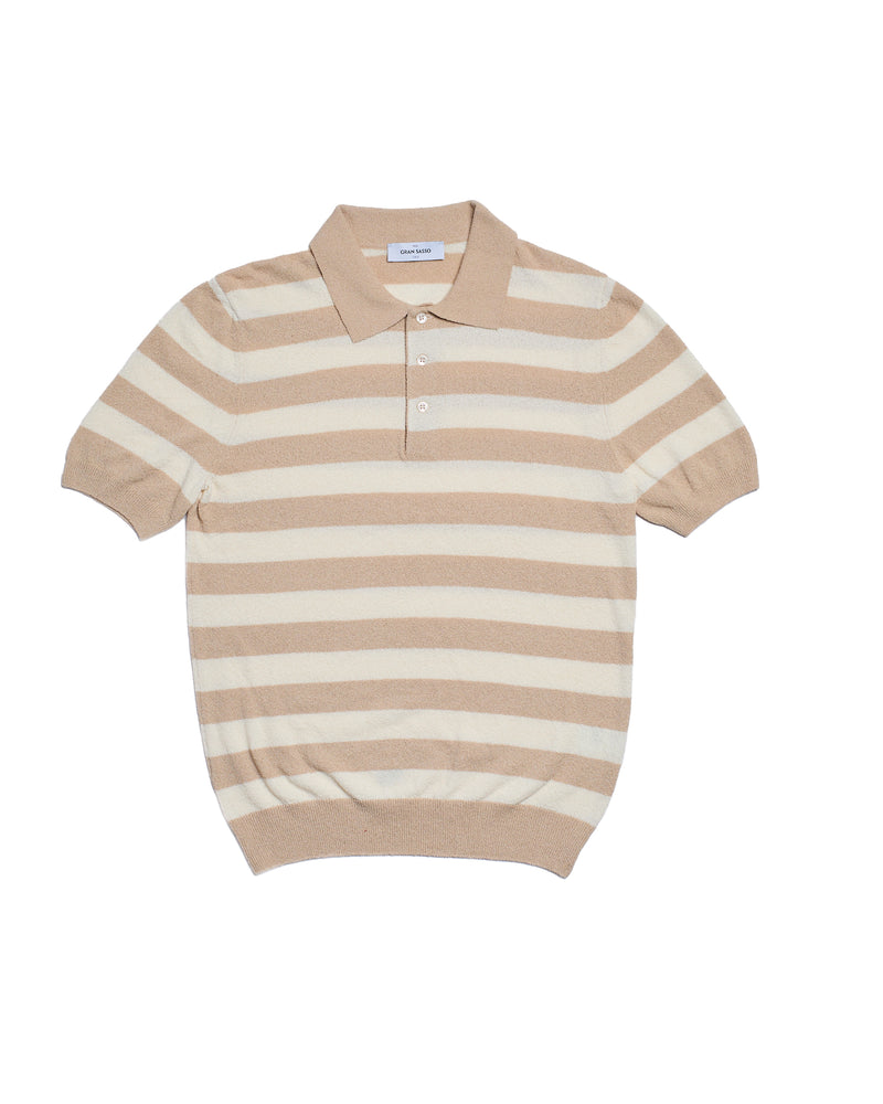 Terry cloth polo - Light brown stripe