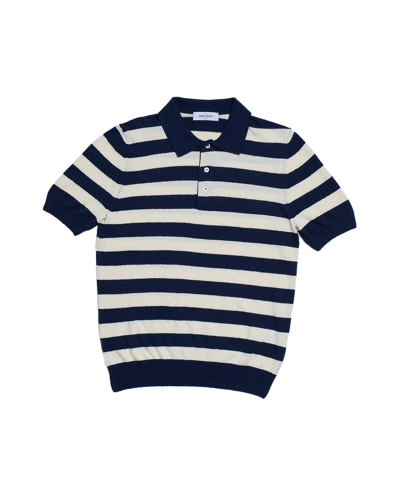 Terry cloth polo - Navy blue stripe